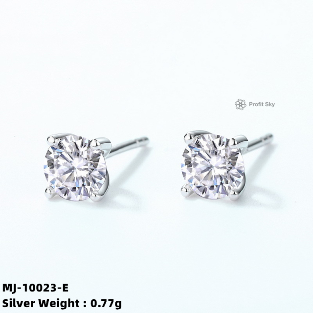 Moissanite and White Gold Stud Earrings