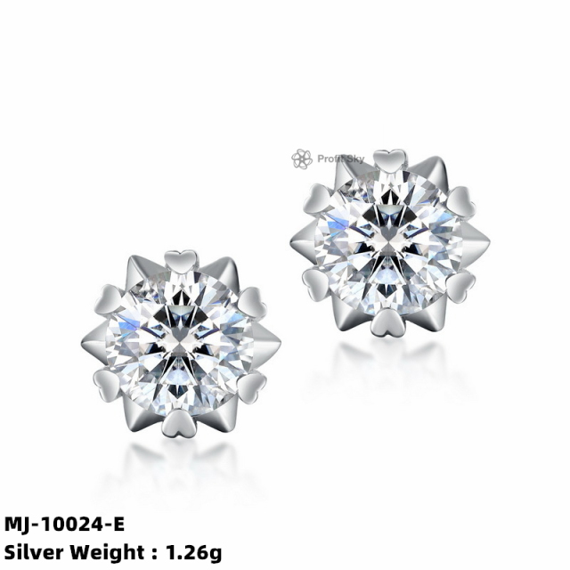 Radiant Moissanite Flower Studs Earrings