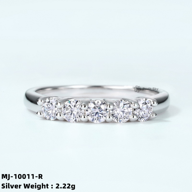 Sterling Silver Moissanite Cluster Ring