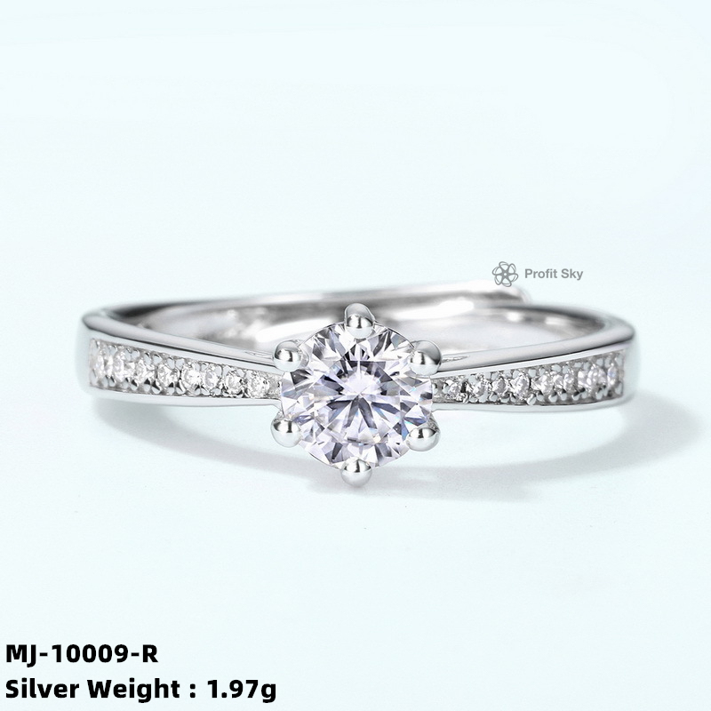Princess-Cut Moissanite Silver Engagement Ring