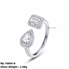 Halo Design Sterling Silver Moissanite Engagement Ring