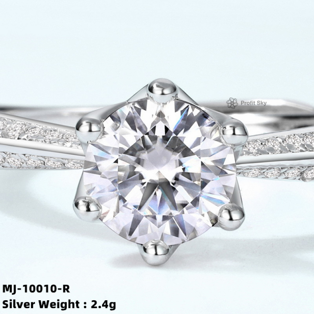 Emerald-Cut Moissanite Silver Statement Ring