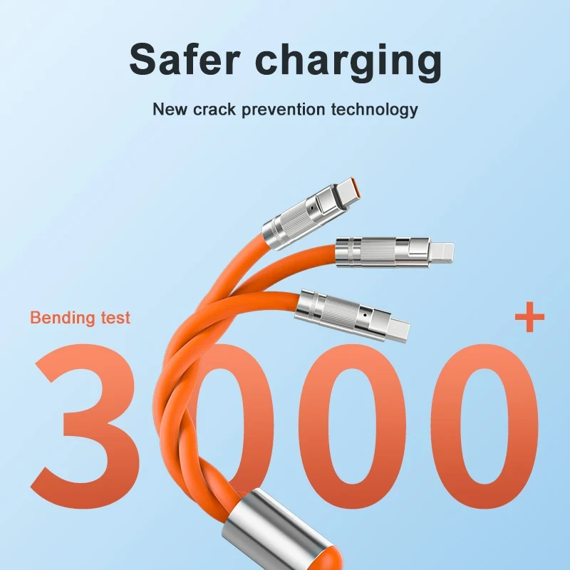 Cable 3 in 1 Fast Charging 66w Max Nylon Braided Micro Type-c Ios Usb Charging 1m Usb Charger Cable