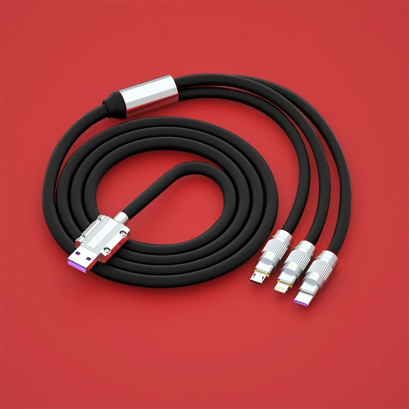 Cable 3 in 1 Fast Charging 66w Max Nylon Braided Micro Type-c Ios Usb Charging 1m Usb Charger Cable