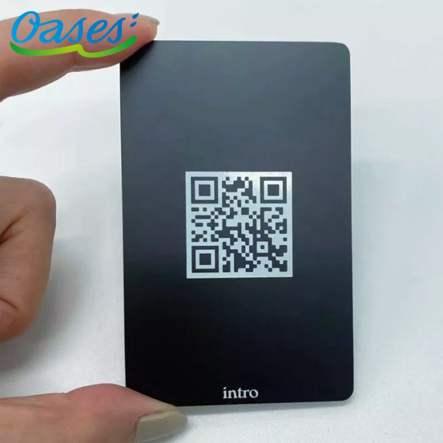 Matte Black Stainless Steel Business Card With QR Code