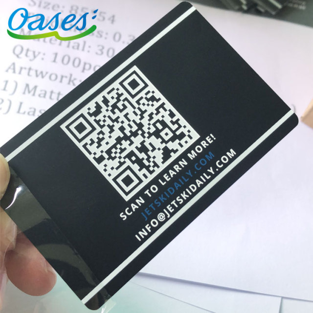 Matte Black Stainless Steel Business Card With QR Code