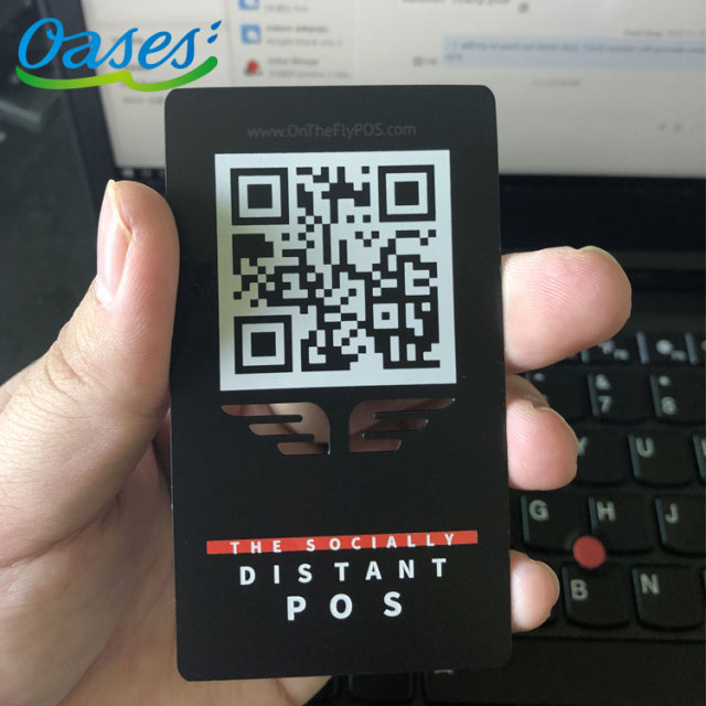 Matte Black Stainless Steel Business Card With QR Code