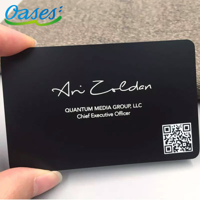 Matte Black Stainless Steel Business Card With QR Code