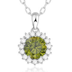 925 Sterling Silver Round Pendant Birthstone Necklace for Women