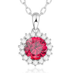 925 Sterling Silver Round Pendant Birthstone Necklace for Women