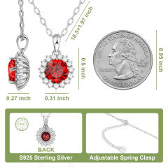 925 Sterling Silver Round Pendant Birthstone Necklace for Women