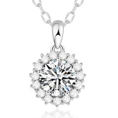 925 Sterling Silver Round Pendant Birthstone Necklace for Women