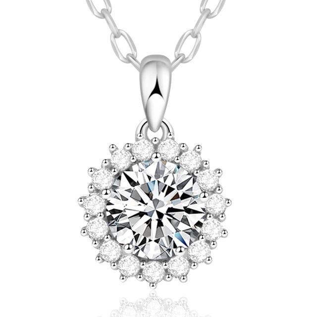 925 Sterling Silver Round Pendant Birthstone Necklace for Women
