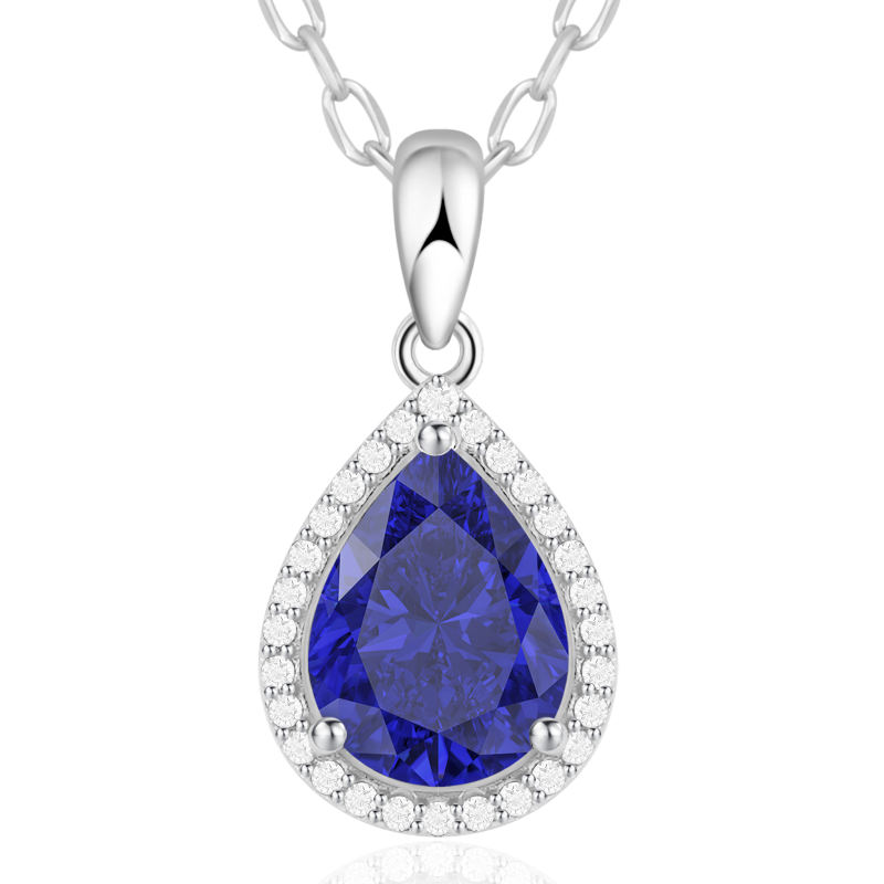 Sparkling Teardrop Birthstone Necklace Cubic Zirconia Necklace