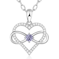 Birthstone Necklace with Infinity Love Heart Pendant
