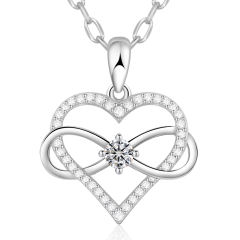 Birthstone Necklace with Infinity Love Heart Pendant