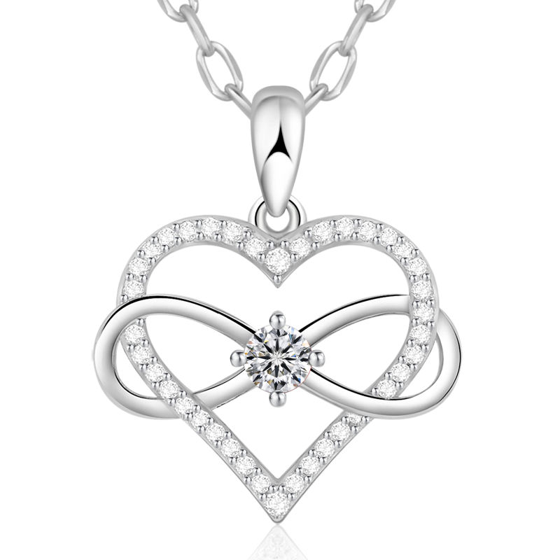 Birthstone Necklace with Infinity Love Heart Pendant