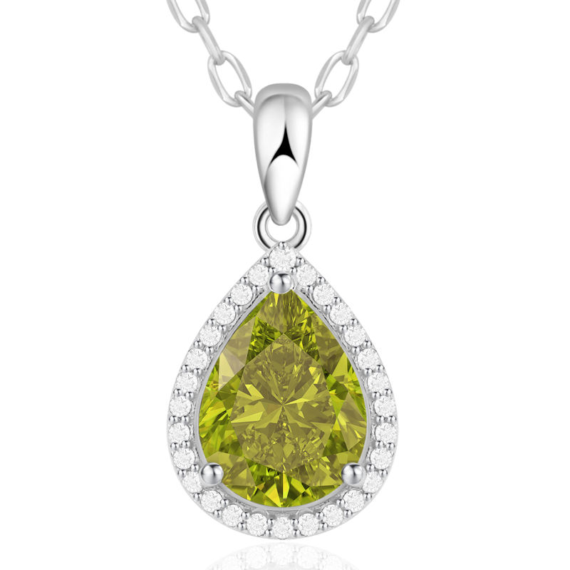 Sparkling Teardrop Birthstone Necklace Cubic Zirconia Necklace