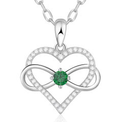 Birthstone Necklace with Infinity Love Heart Pendant