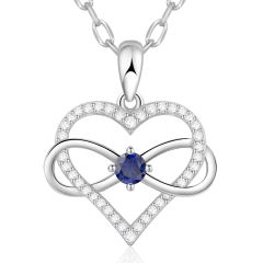Birthstone Necklace with Infinity Love Heart Pendant