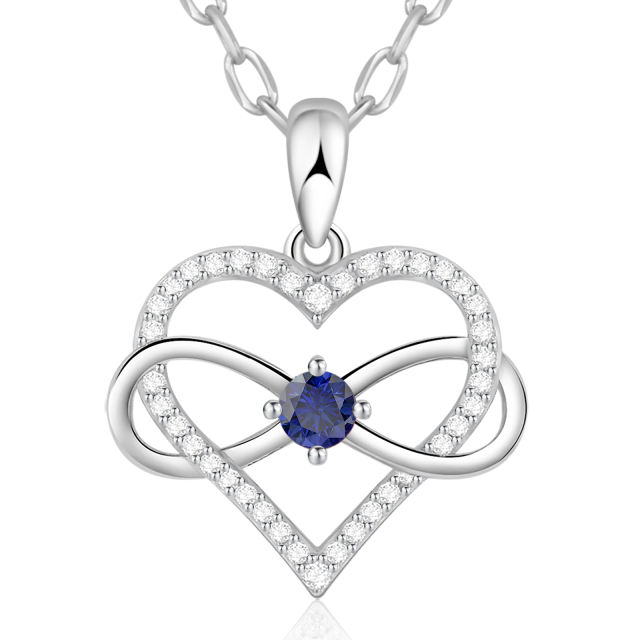 Birthstone Necklace with Infinity Love Heart Pendant