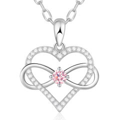 Birthstone Necklace with Infinity Love Heart Pendant