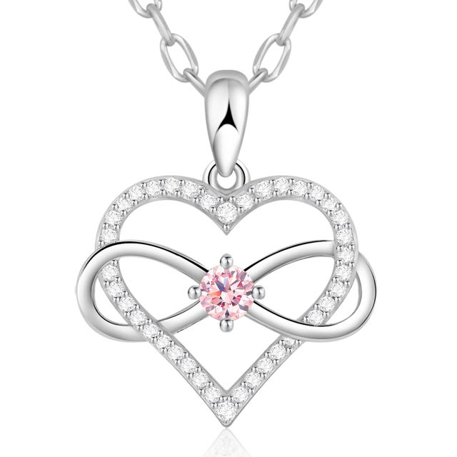 Birthstone Necklace with Infinity Love Heart Pendant