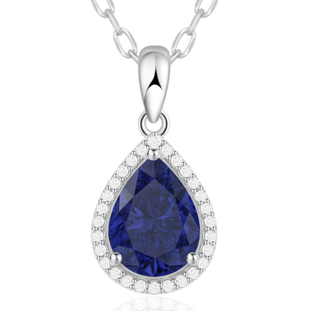 Sparkling Teardrop Birthstone Necklace Cubic Zirconia Necklace
