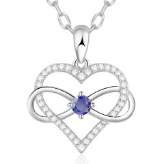 Birthstone Necklace with Infinity Love Heart Pendant