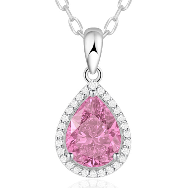 Sparkling Teardrop Birthstone Necklace Cubic Zirconia Necklace