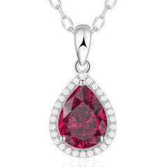 Sparkling Teardrop Birthstone Necklace Cubic Zirconia Necklace
