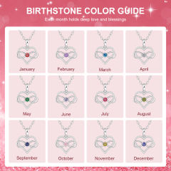 Birthstone Necklace with Infinity Love Heart Pendant