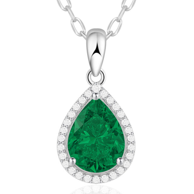 Sparkling Teardrop Birthstone Necklace Cubic Zirconia Necklace