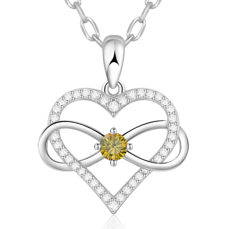 Birthstone Necklace with Infinity Love Heart Pendant