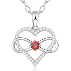 Birthstone Necklace with Infinity Love Heart Pendant
