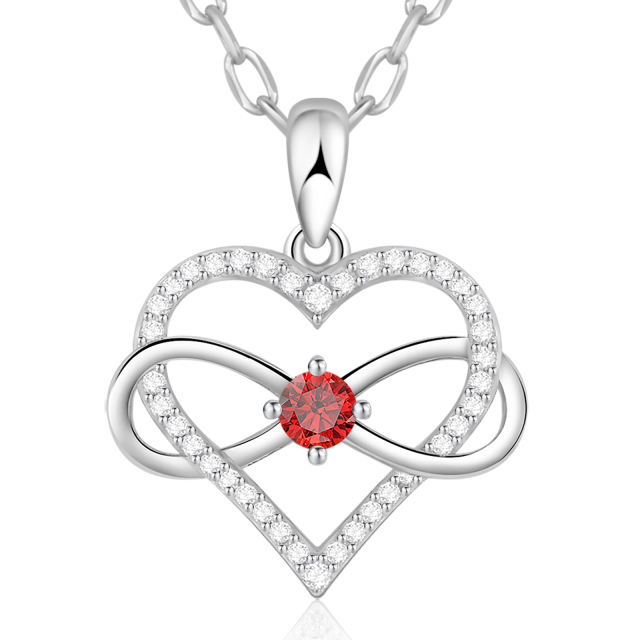 Birthstone Necklace with Infinity Love Heart Pendant