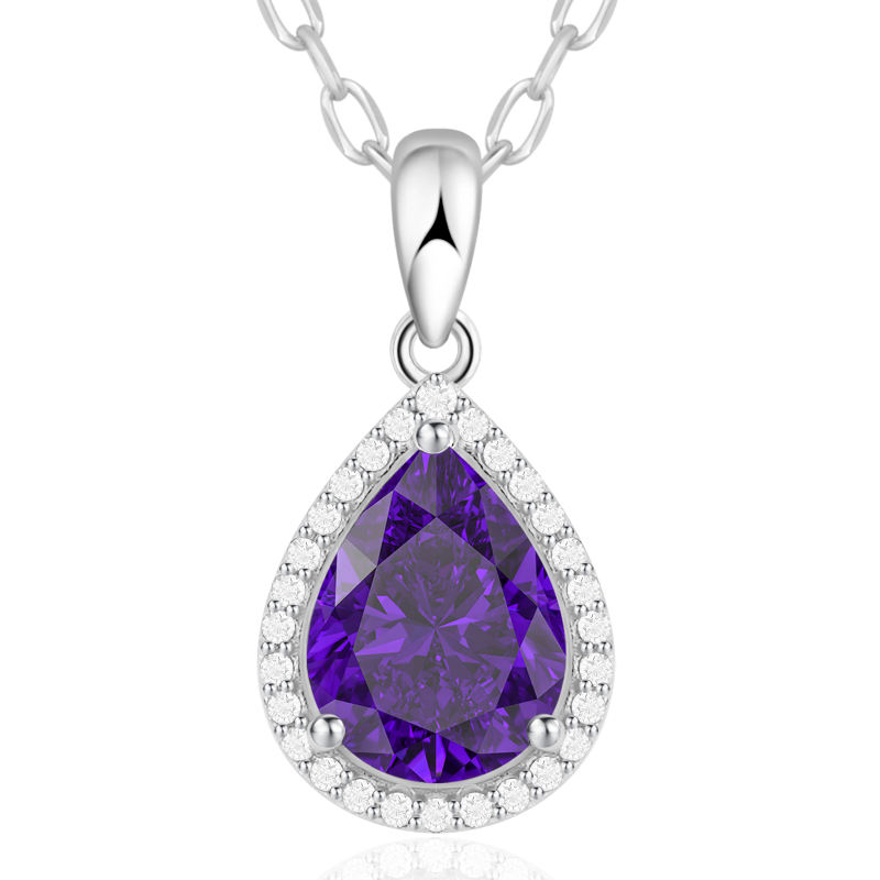 Sparkling Teardrop Birthstone Necklace Cubic Zirconia Necklace