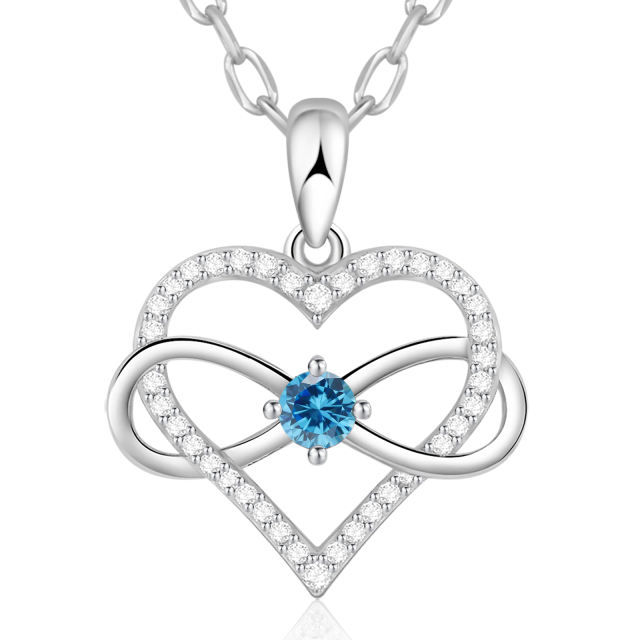 Birthstone Necklace with Infinity Love Heart Pendant