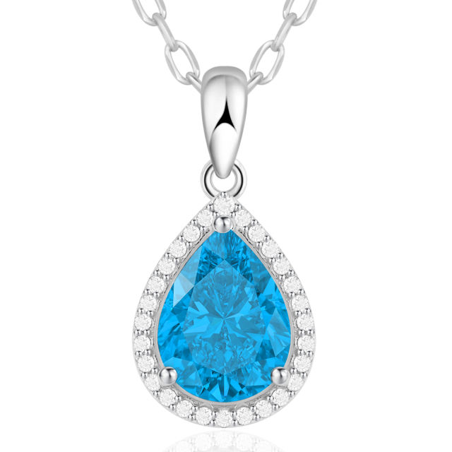 Sparkling Teardrop Birthstone Necklace Cubic Zirconia Necklace