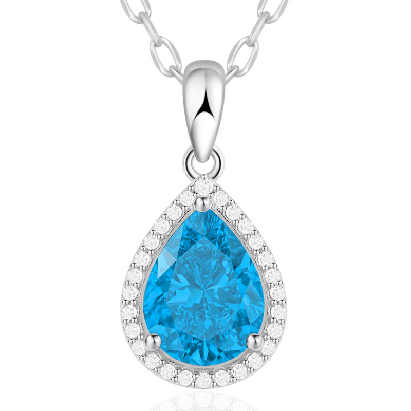 Sparkling Teardrop Birthstone Necklace Cubic Zirconia Necklace