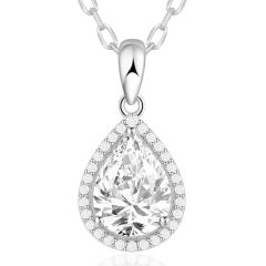 Sparkling Teardrop Birthstone Necklace Cubic Zirconia Necklace