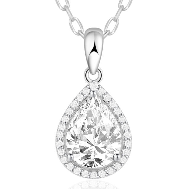 Sparkling Teardrop Birthstone Necklace Cubic Zirconia Necklace