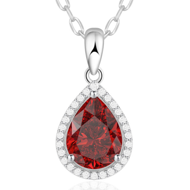 Sparkling Teardrop Birthstone Necklace Cubic Zirconia Necklace