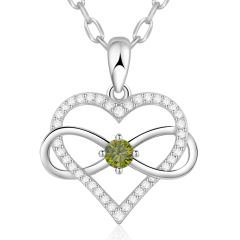 Birthstone Necklace with Infinity Love Heart Pendant