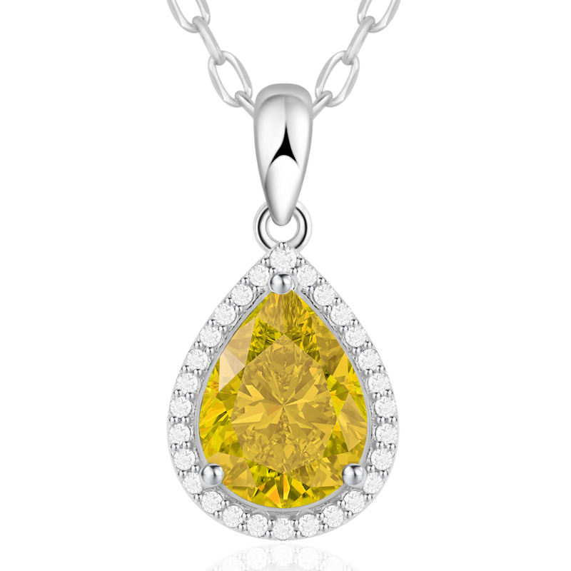 Sparkling Teardrop Birthstone Necklace Cubic Zirconia Necklace