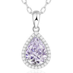 Sparkling Teardrop Birthstone Necklace Cubic Zirconia Necklace
