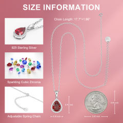 Sparkling Teardrop Birthstone Necklace Cubic Zirconia Necklace