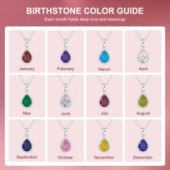 Sparkling Teardrop Birthstone Necklace Cubic Zirconia Necklace