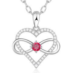 Birthstone Necklace with Infinity Love Heart Pendant