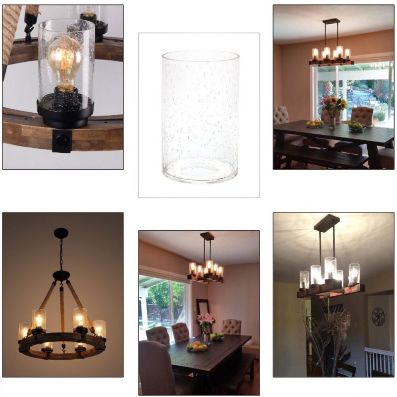 Cylinder with Bottom Clear Bubble Glass Lamp Shade